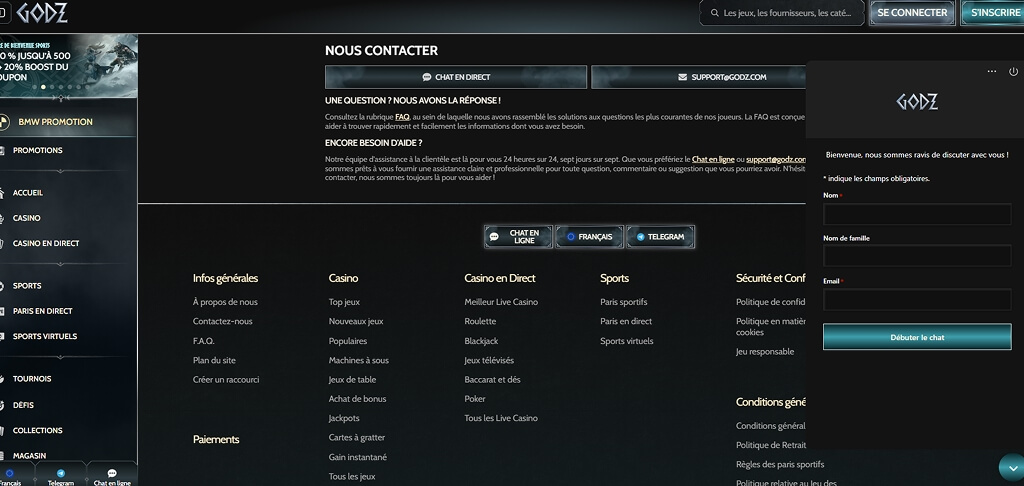 Casino Godz Contactez-nous FR
